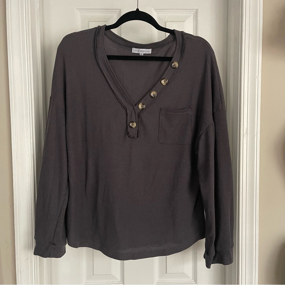 Long Sleeve Waffle Knit Tee